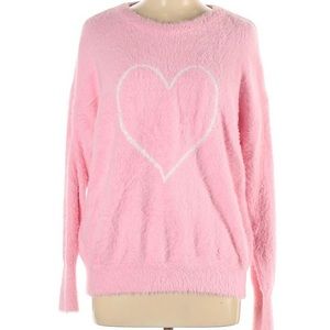 Ces Femme Super Soft Pink Heart Pullover Size L